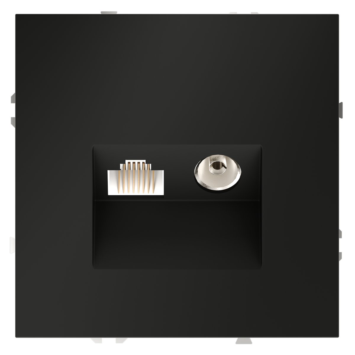 Розетка телевизионная встраиваемая Voltum S70 TV+RJ45 кат. 6, (черный матовый) VLS060708