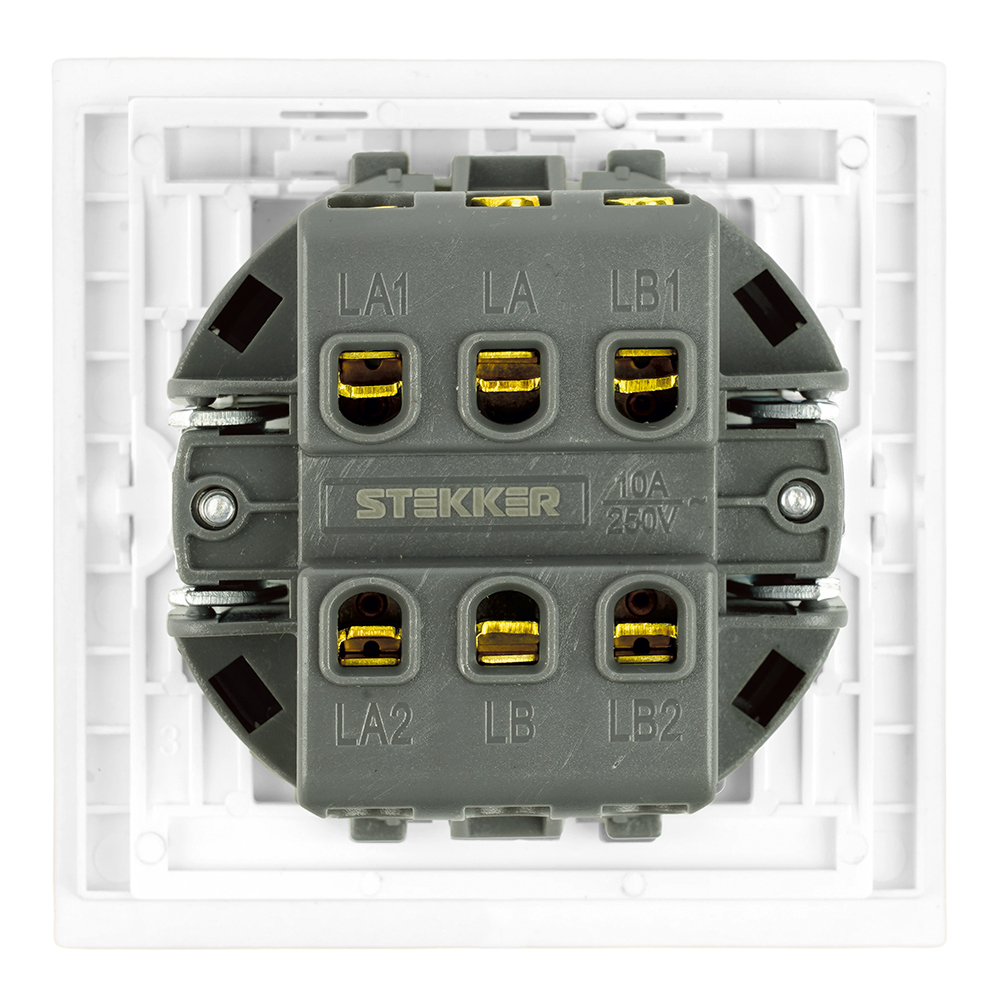 Переключатель перекрестный 1-клавишный (механизм) Stekker Мия 250В 10А RSW10-3110-01 белая магнолия 50569