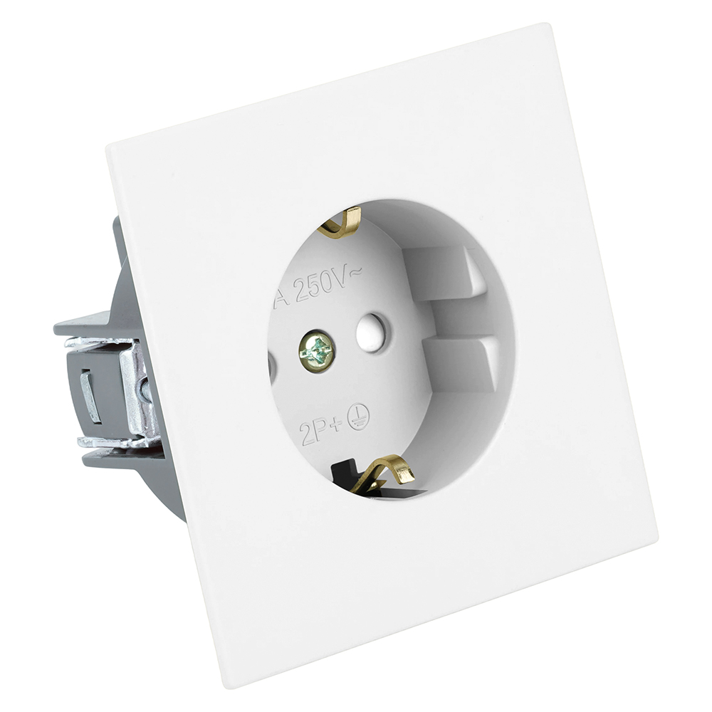 Розетка 1-местная с защитной шторкой с/з (механизм) Stekker Мия 250В 16А RST16-3110-01 белая магнолия 50440