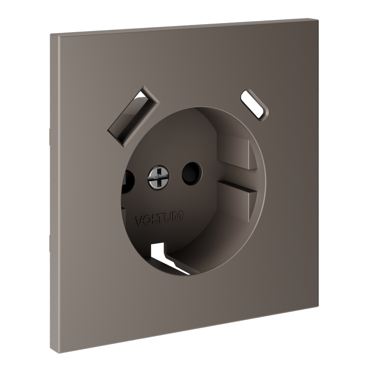 Накладка для розетки с заземлением и защитными шторками, с USB A+C Voltum S70 (капучино) VLS001014