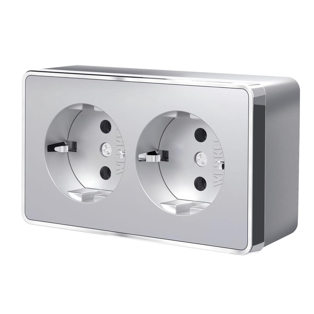 Розетка двойная с заземлением Werkel Gallant серебряный W5072106 4690389167188