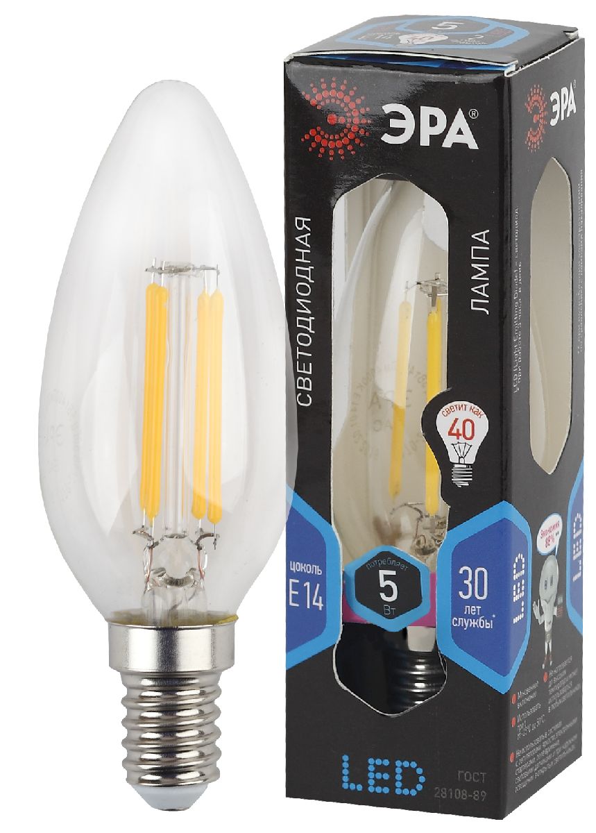 Лампа светодиодная Эра E14 5W 4000K F-LED B35-5W-840-E14 Б0043449