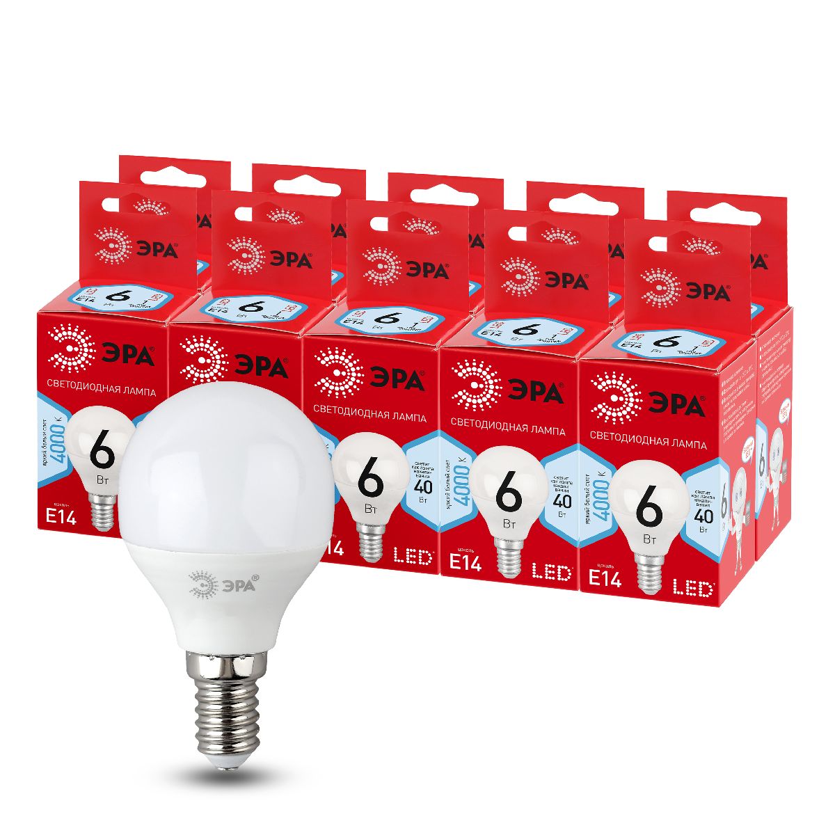 Лампа светодиодная Эра E14 6W 4000K LED P45-6W-840-E14 R Б0052443