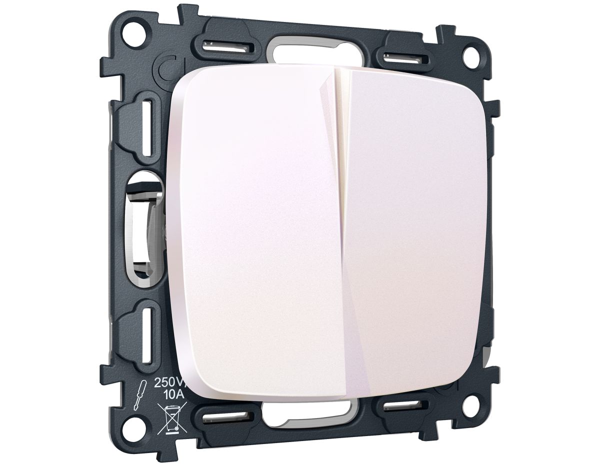 Комплект механизма 2-клавишного перекрестного выключателя Ambrella Volt 10A-250V OMEGA MO203030 Жемчуг QUANT (OP2030, VM125)