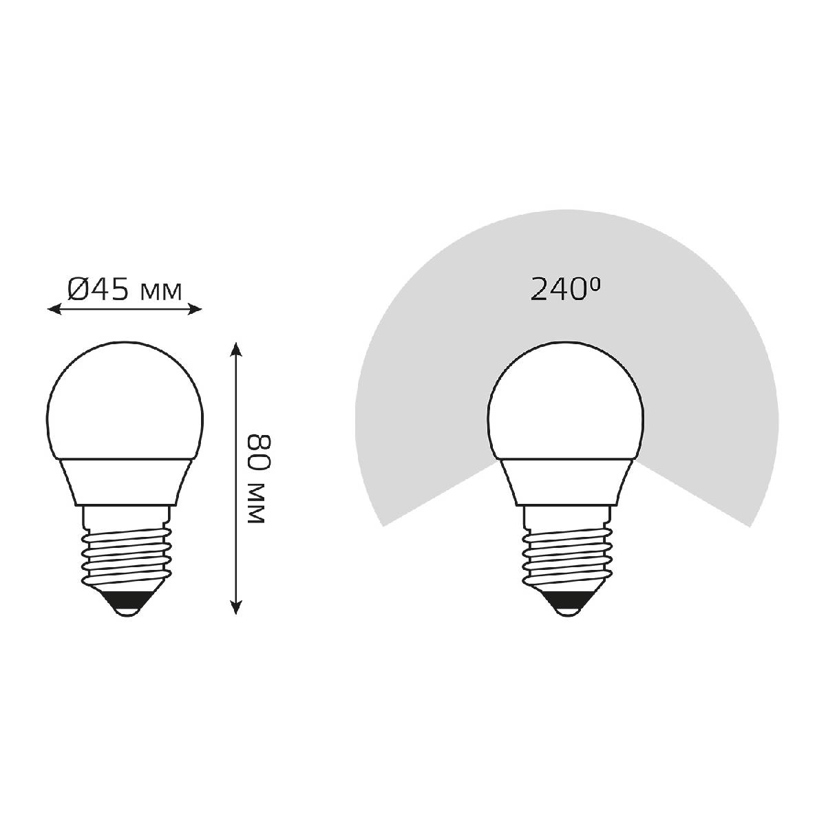 Лампа светодиодная Gauss E27 10W 3000K шар матовый 53210