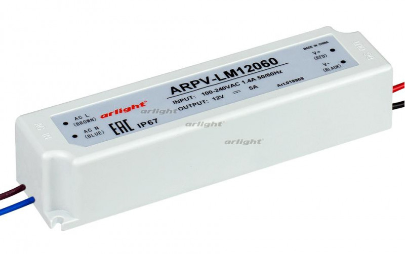 Блок питания Arlight ARPV-LV12060-A (12V, 5.0A, 60W) 018969