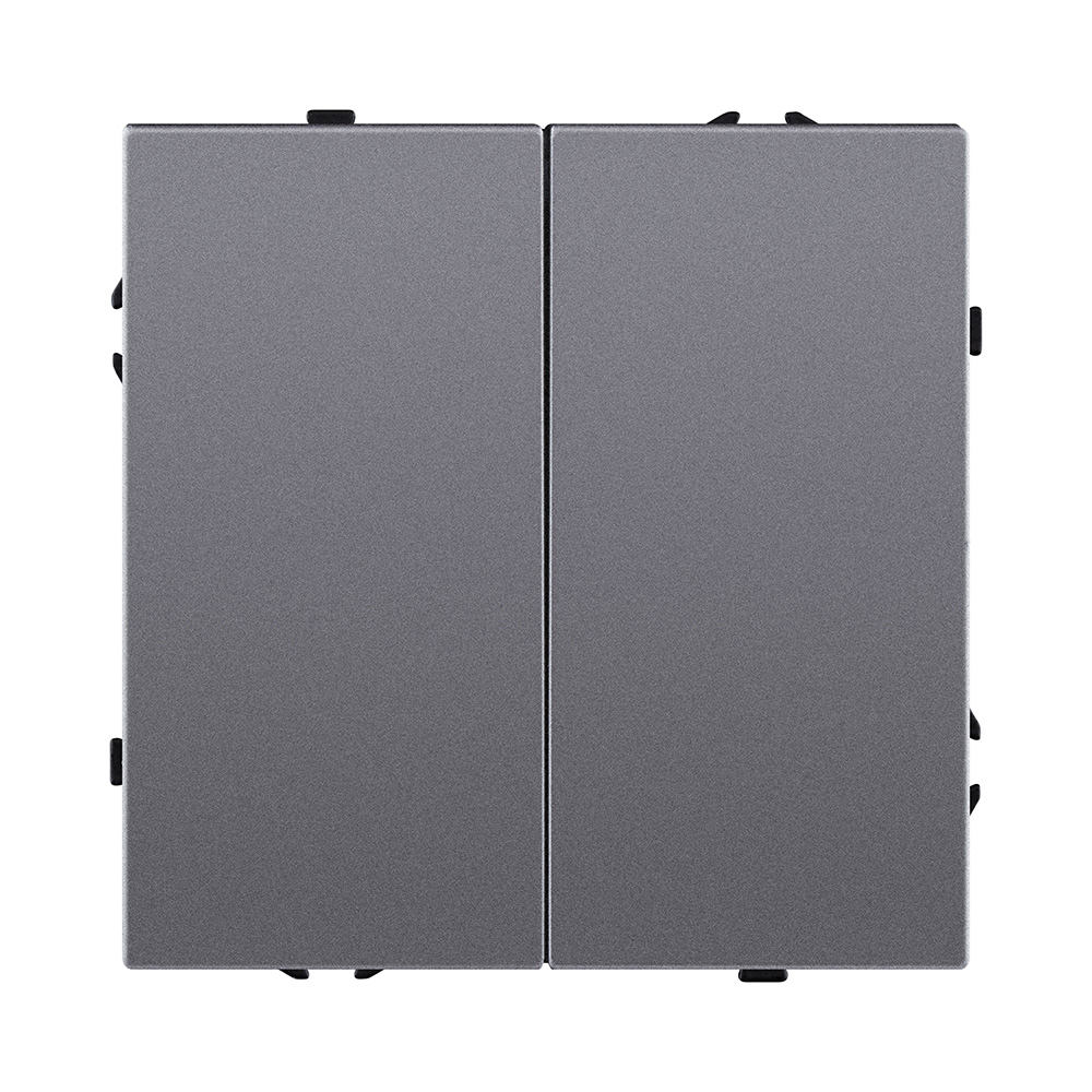 Выключатель 2-клавишный проходной 10А/250В, серый Kollinger Eclipse EC-005GY