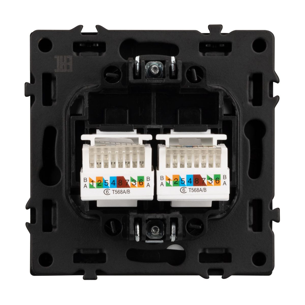 Розетка компьютерная двойная софт-тач черный оникс Arlight SCT-MPC2-SFPL-BK (2хRJ-45, CAT6) 054313(1)