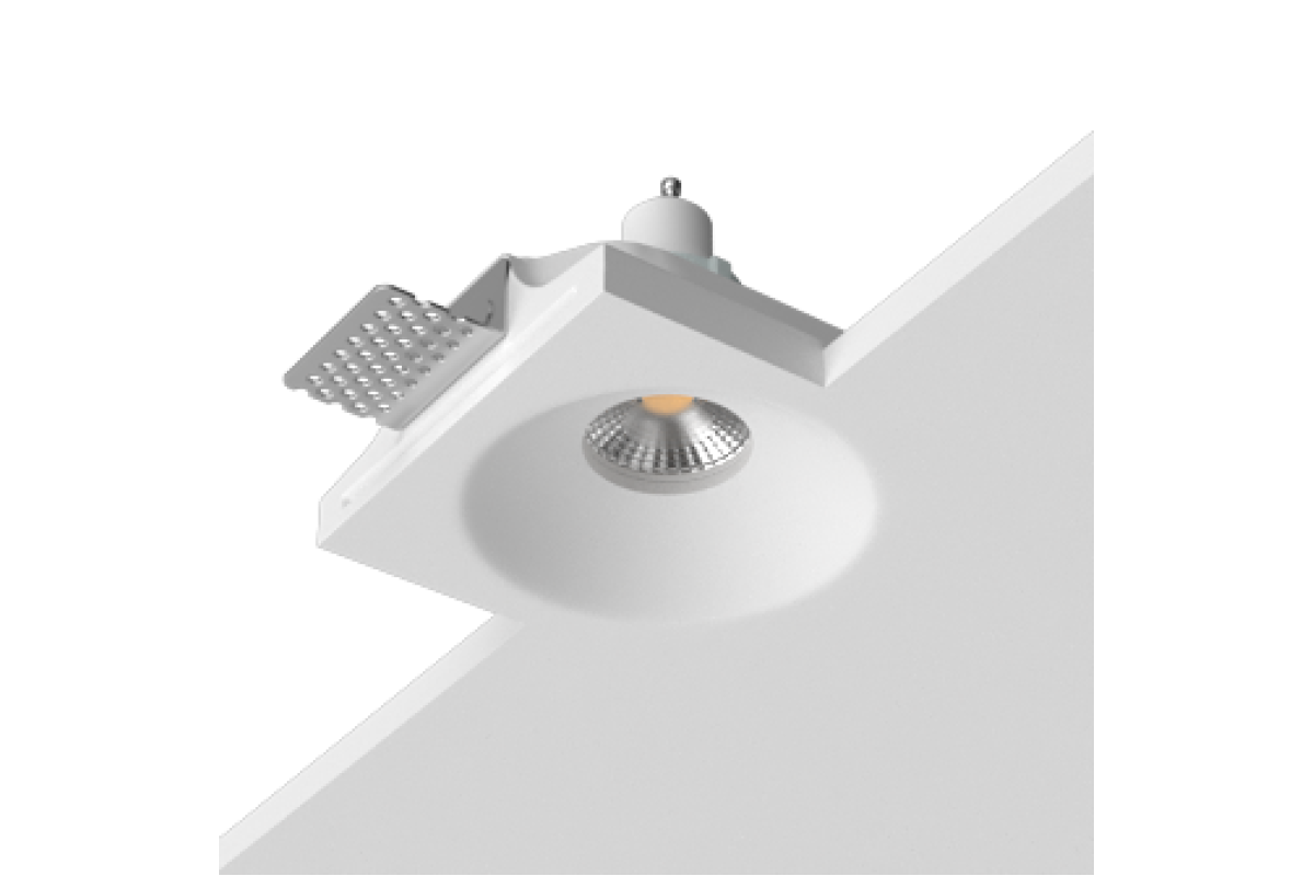 Встраиваемый гипсовый светильник Ledron LUMI SQ1 112x112 D80 MR16 00000019470