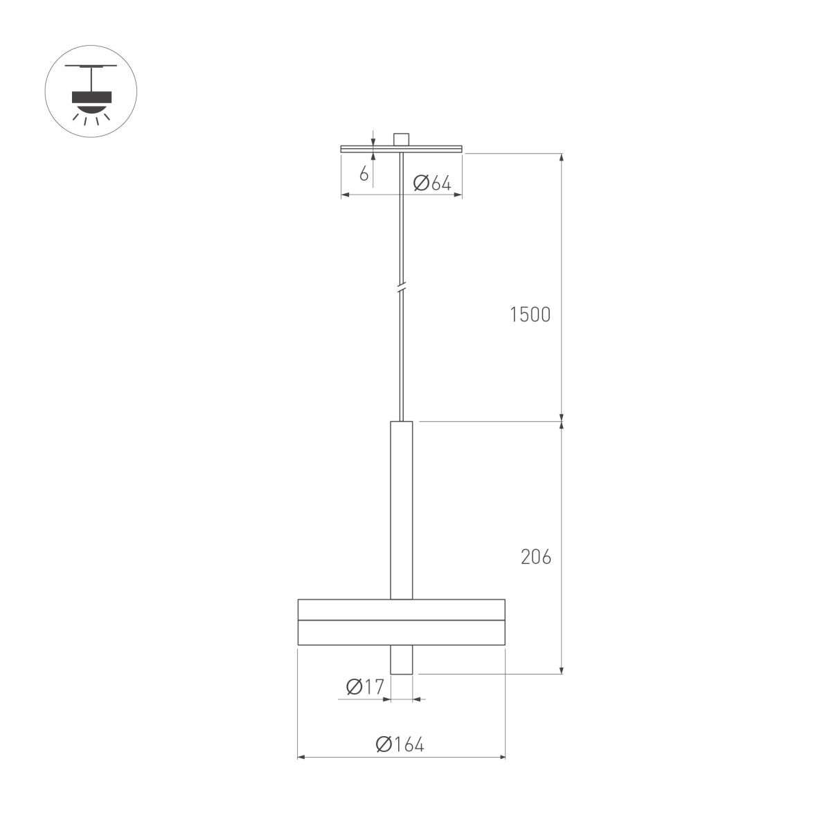 Подвесной светильник Arlight SP-MENTA-R165-12W Warm2700 (BK, 130 deg, 230V) (IP20, Мрамор) 061697