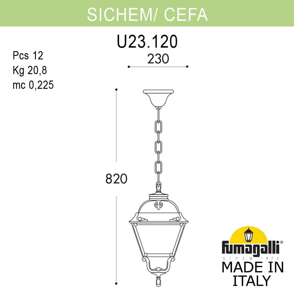Уличный подвесной светильник Fumagalli SICHEM/CEFA U23.120.000.BYE27
