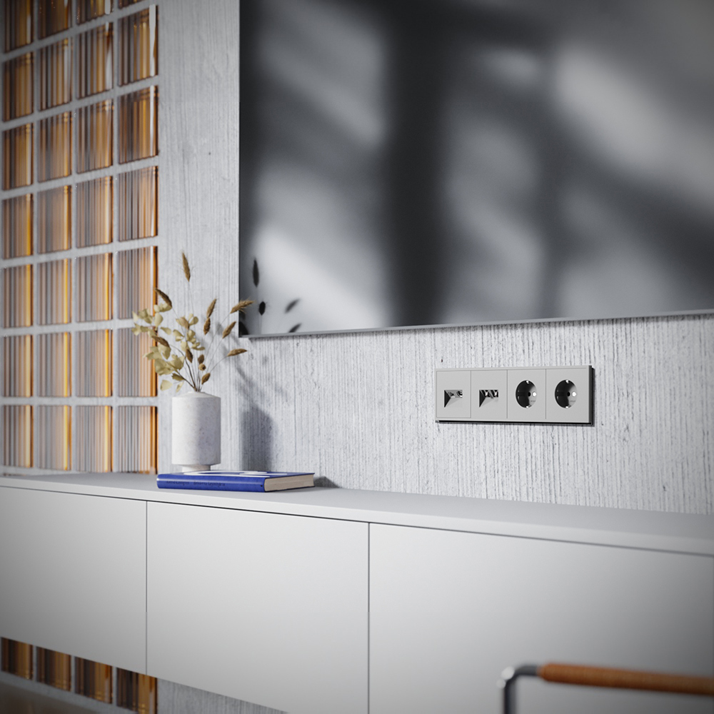 Розетка телевизионная встраиваемая Voltum S70 TV+RJ45 кат. 6, (кашемир) VLS060703