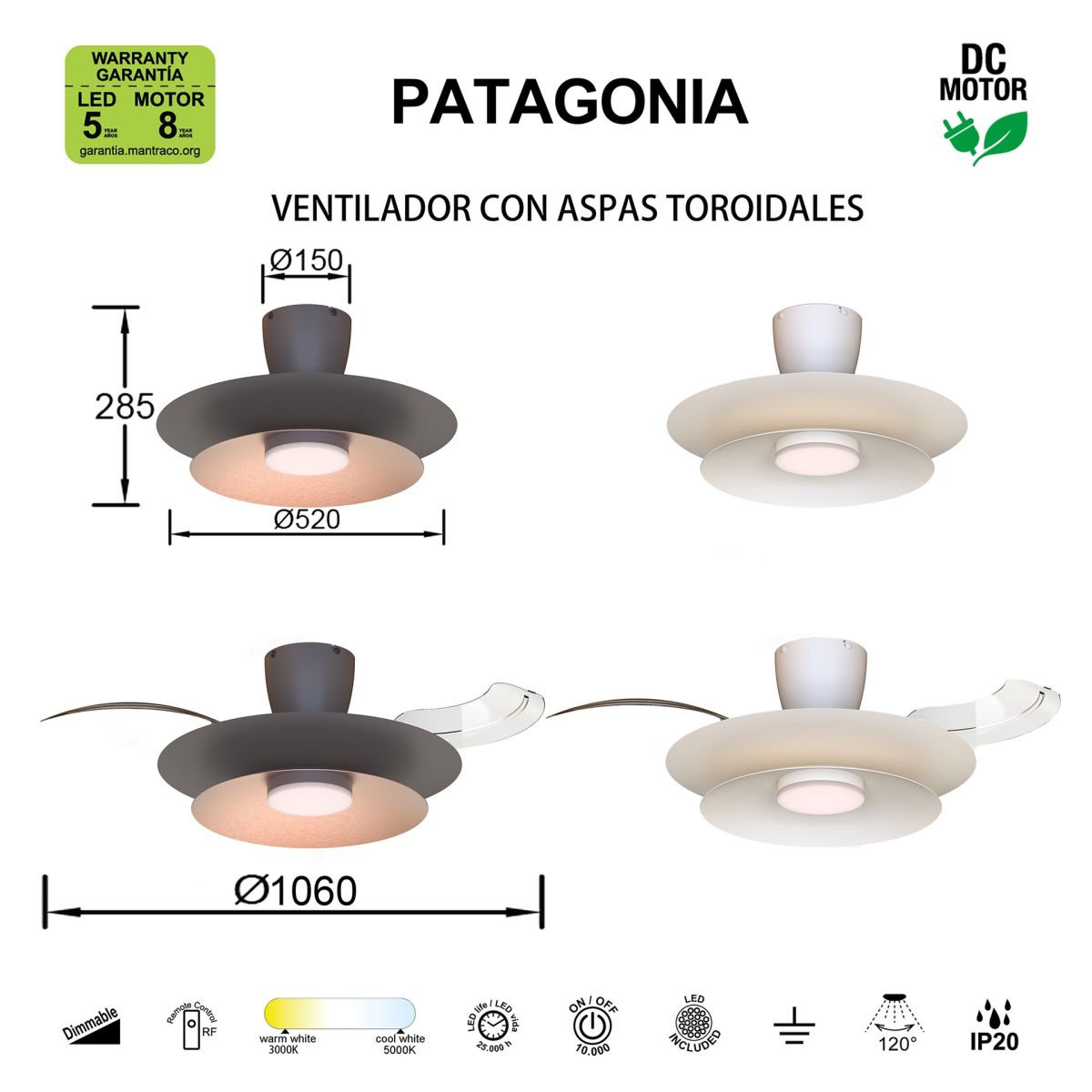 Люстра-вентилятор Mantra Patagonia 9520