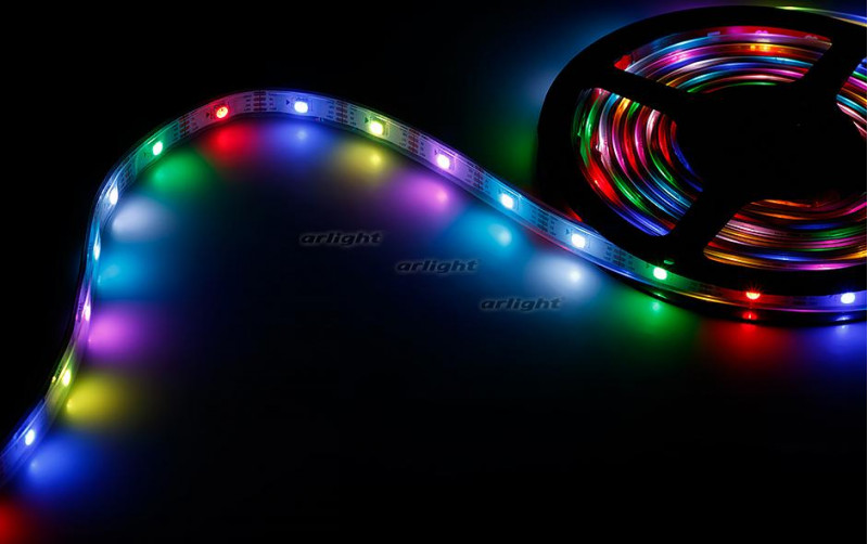 Светодиодная лента Arlight SPI-5000P-RAM 5V RGB (5060, 150 LED x1, 2813) 022570