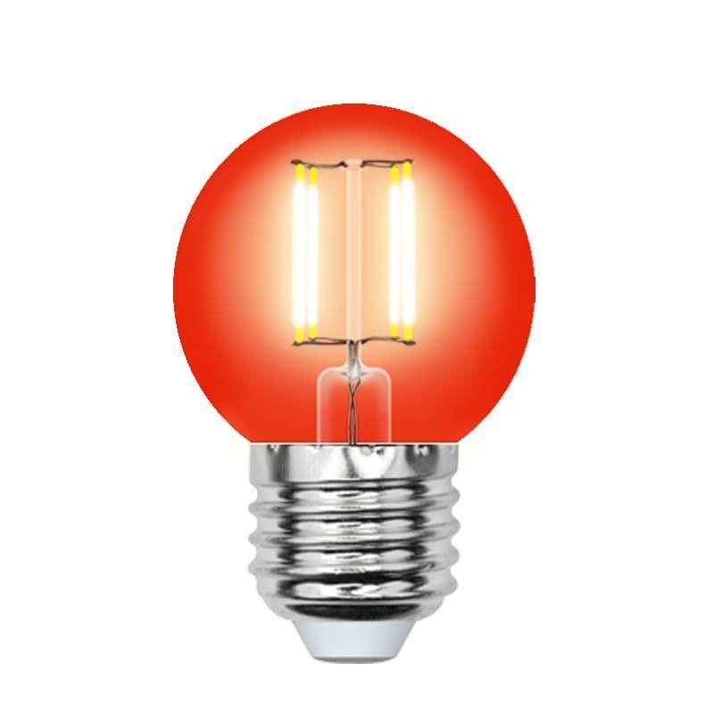 Лампа светодиодная филаментная (UL-00002986) Uniel E27 5W красный LED-G45-5W/RED/E27 GLA02RD