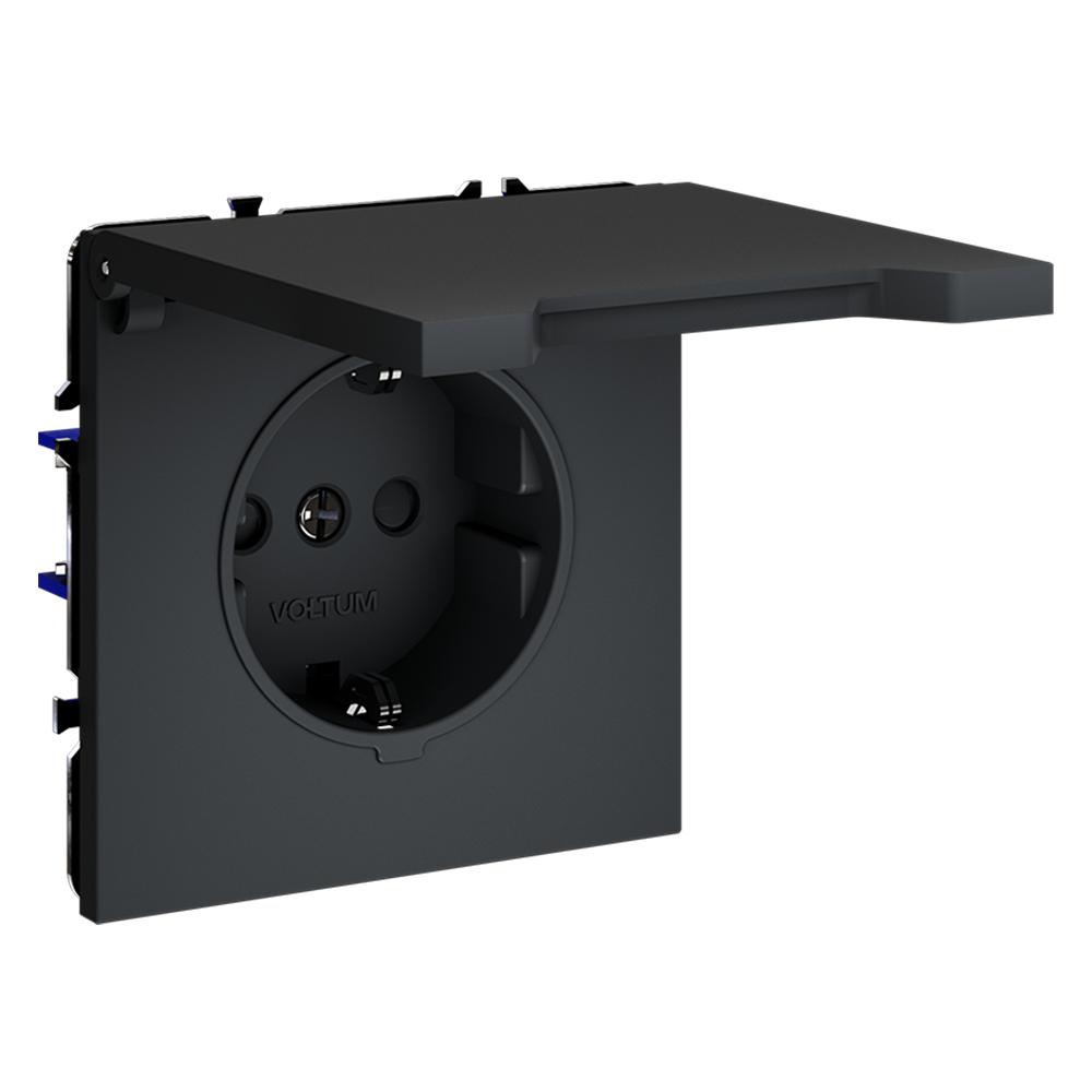Розетка с защитными шторками и крышкой Voltum S70 VLS040307