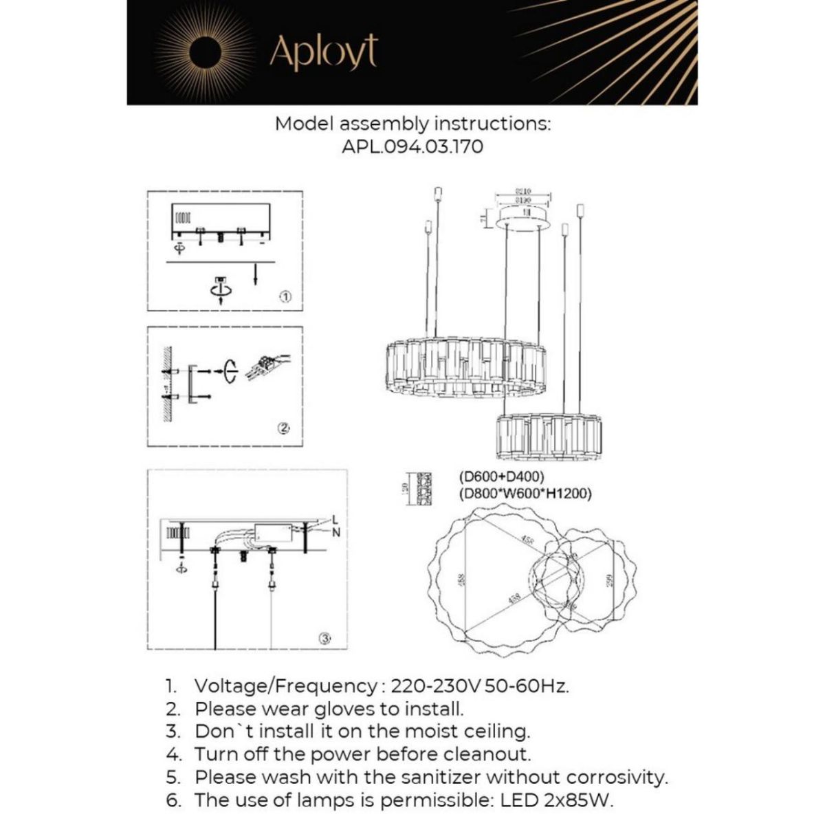 Подвесная люстра Aployt Pietro APL.094.03.170