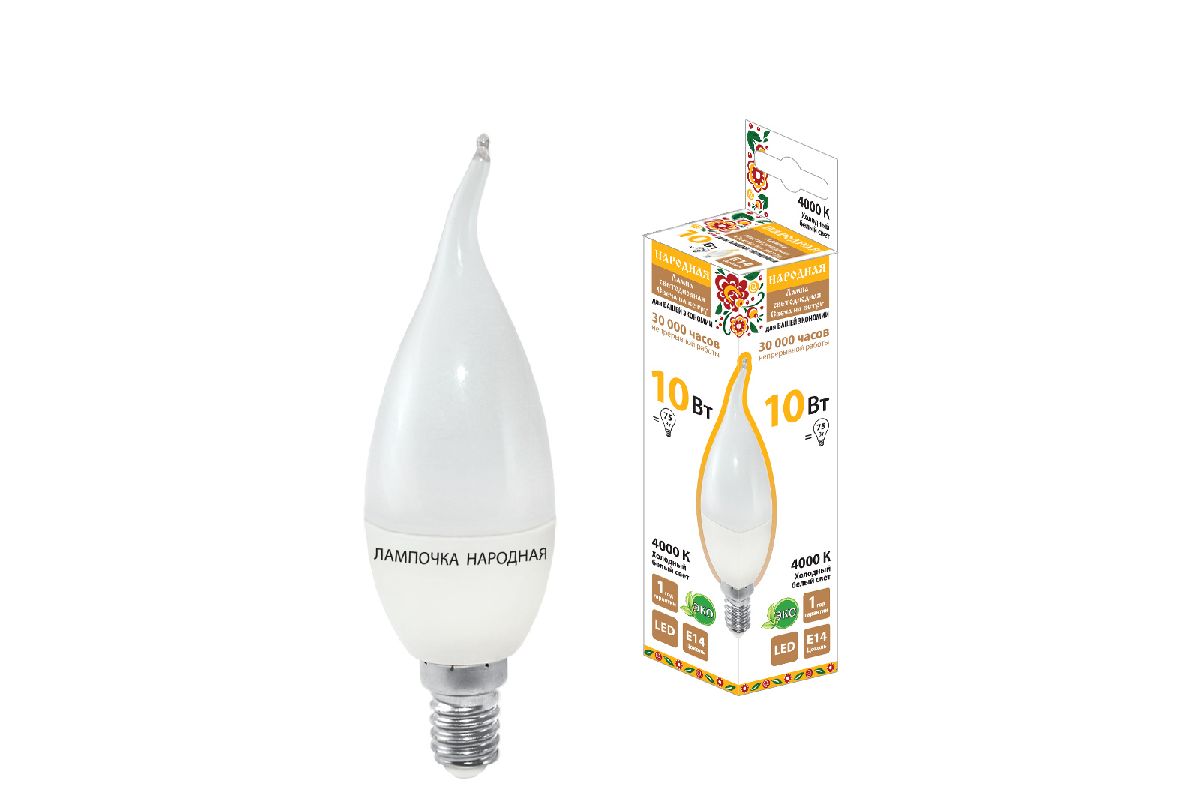 Лампа светодиодная TDM Electric Народная Е14 10W 4000K матовая SQ0340-1600