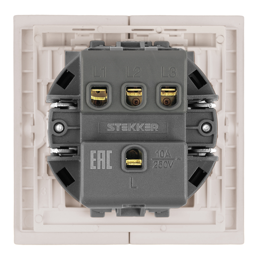 Выключатель 3-клавишный (механизм) Stekker Мия 250В 10А RSW10-3108-08 пудровый жемчуг 50474