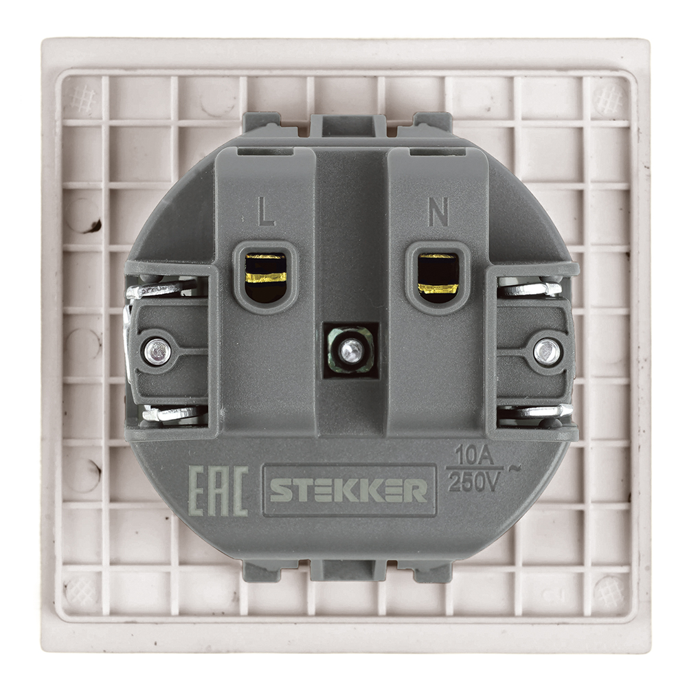 Розетка 1-местная с защитной шторкой (механизм) Stekker б/з Мия 250В 16А RST16-3109-08 пудровый жемчуг 50483