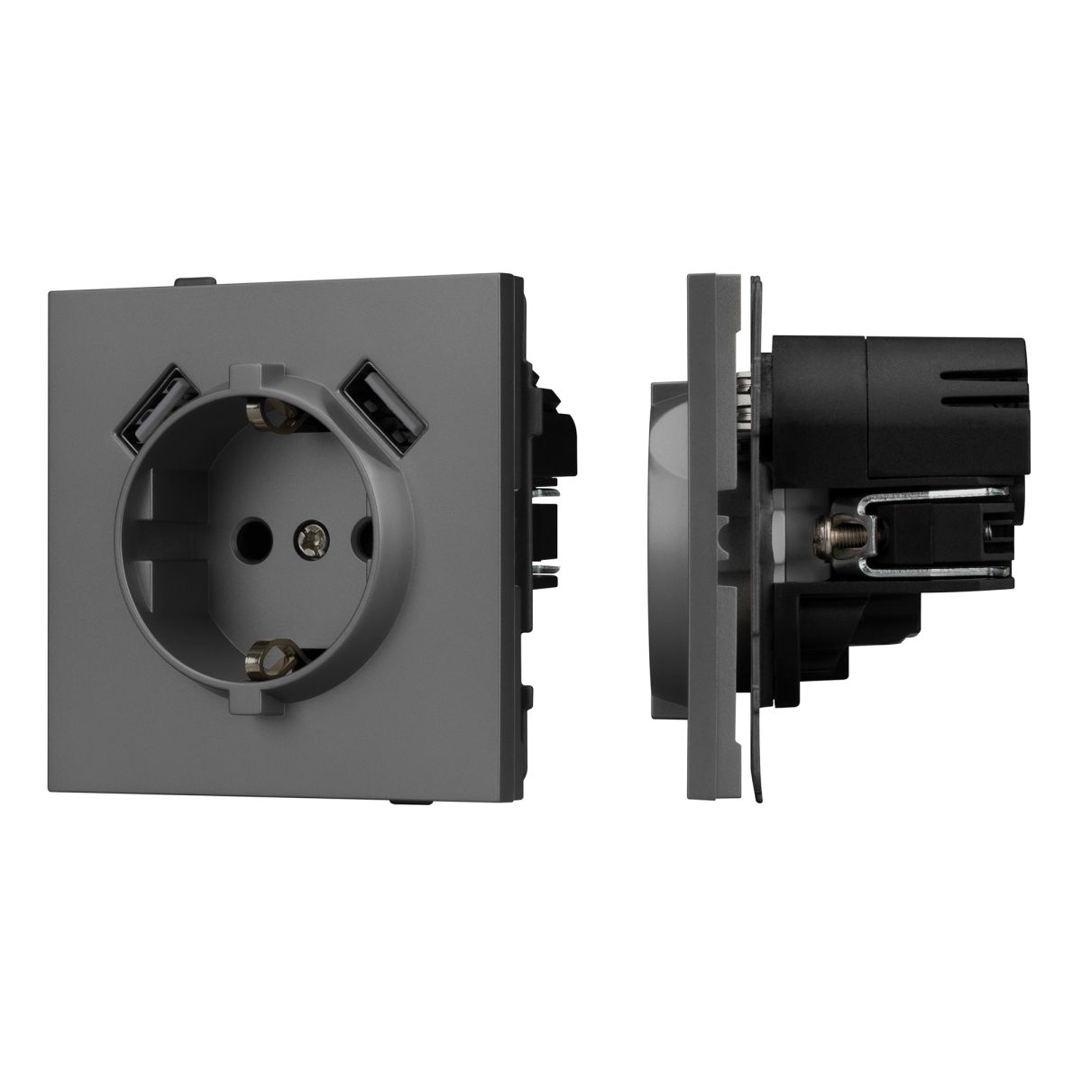 Механизм розетки с USB зарядкой Arlight SCT-TENDO-MUAA-SFPL-GR (230V, 16A) 054605