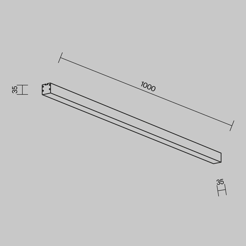 Линейный накладной светильник Maytoni Technical 3000K 35x35 (Серебро, 1 м) LL311003
