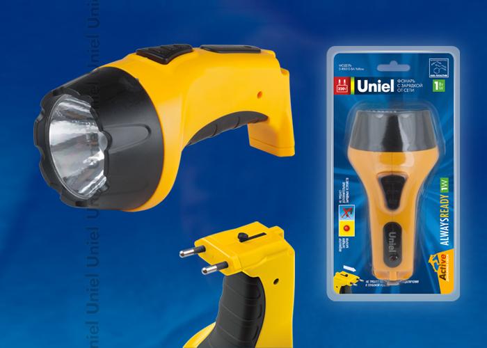 Фонарь светодиодный с зарядкой от сети (09048) Uniel аккумуляторный S-RB011-BA Yellow