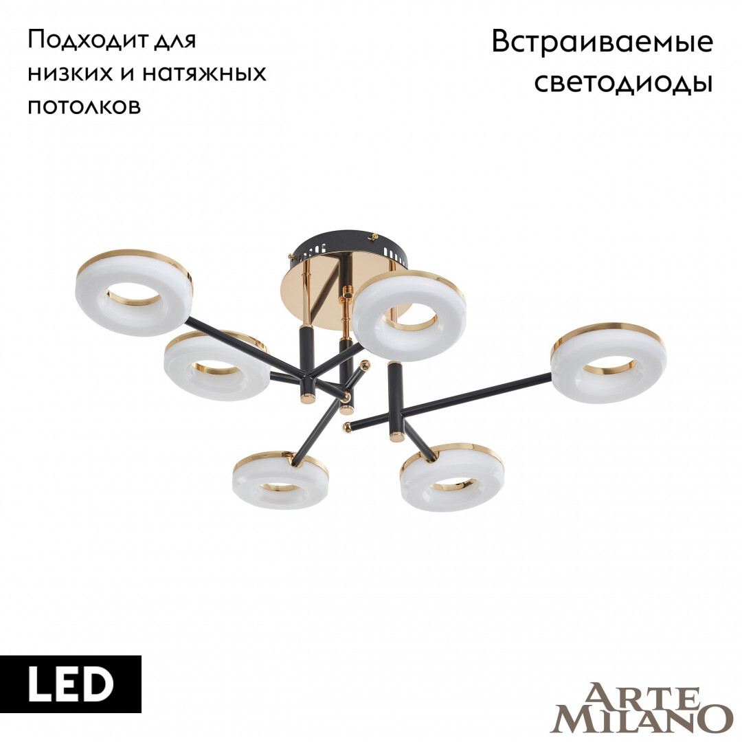 Потолочная люстра Arte Milano Ferrara 272999/6 BK/GD
