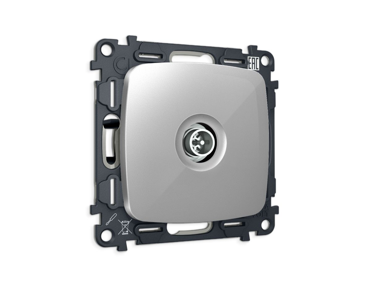 Комплект механизма TV розетки Ambrella Volt оконечной экранированной 5-1000MHz 3dB OMEGA MO413005 Серебро глянец QUANT (OP4130, VM199)