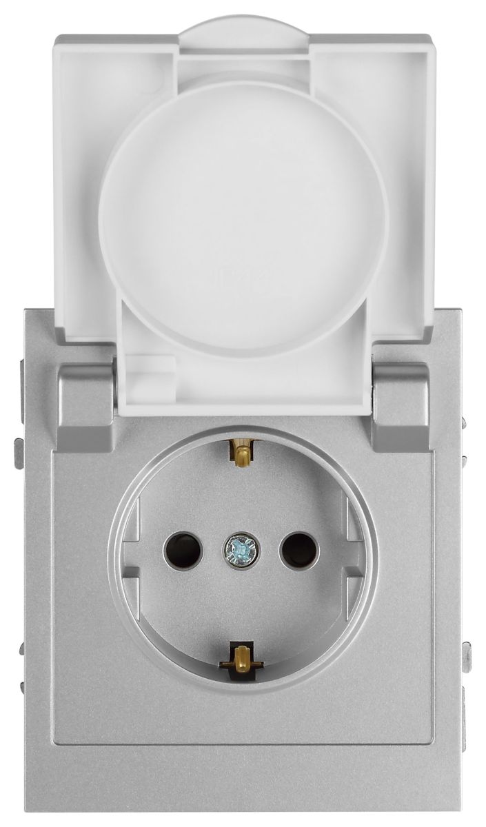 Розетка Эра Arktik 16-2103-03 с заземлением 2P+E Schuko со шторками с крышкой 16А-250В алюминий Б0070436
