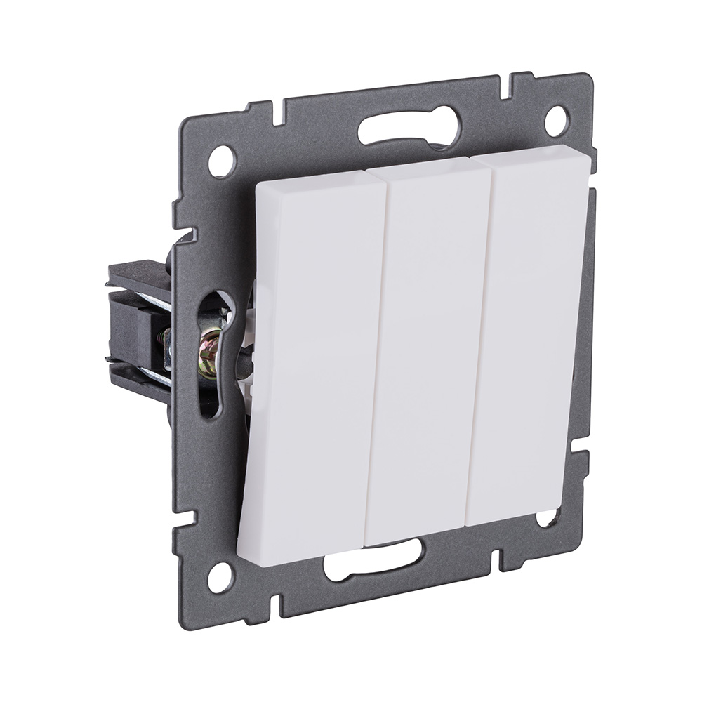 Выключатель 3-клавишный 10А/250В, белый матовый Kollinger REA-S-012WM для Aspekt, Eleganz, Reflex