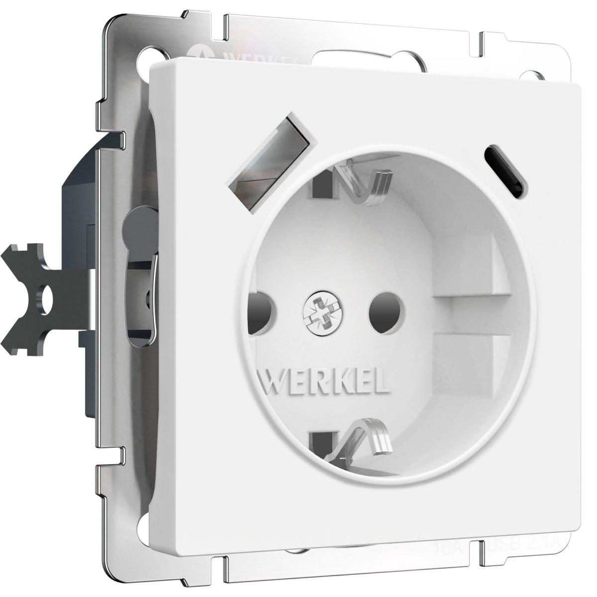 Розетка с/з со шторками и USB тип A+C Werkel W1171761 4690389213267 a069613
