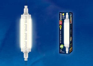 Лампа светодиодная (UL-00001555) Uniel R7s 12W 3000K прозрачная LED-J118-12W/WW/R7s/CL PLZ06WH