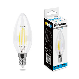 Лампа светодиодная Feron LB-66 Свеча E14 7W 6400K 38227