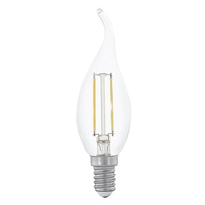 Лампа светодиодная филаментная Eglo E14 2W 2700К свеча на ветру прозрачная 11493