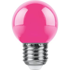 Лампа светодиодная Feron LB-37 шар E27 1W розовый 38123