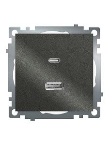 Розетка 2-местная USB + type C Stekker Катрин GLS10-7116-06 50052