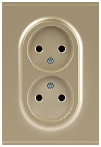 Розетка Эра Arktik 16-2107-04 без заземления двойная 2X2P 16А-250В шампань Б0071684