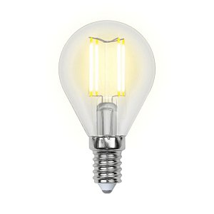 Лампа светодиодная филаментная Uniel E14 5W 3000K прозрачная LED-G45-5W/WW/E14/CL/MB GLM10TR