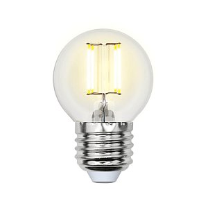 Лампа светодиодная филаментная Uniel E27 5W 3000K прозрачная LED-G45-5W/WW/E27/CL/MB GLM10TR