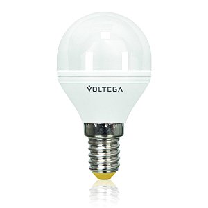Лампа светодиодная диммируемая Voltega E14 6W 2800К шар матовый VG2-G2E14warm6W-D 5493