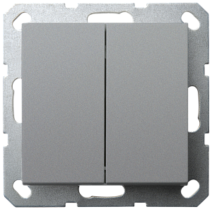 Выключатель проходной двухклавишный Jasmart в комплекте с накладкой 10A 250V ( 6+6 ) цвет алюминий G3022S