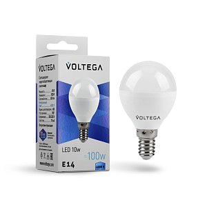 Лампа светодиодная Voltega E14 10W 4000K шар матовый VG2-G45E14cold10W 8454