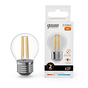 Лампа светодиодная Gauss Filament Elementary E27 8W 2700K 52218