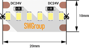 Светодиодная лента SWG SWG2A300-24-19.2-WW 003604