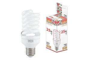 Лампа люминесцентная TDM Electric Народная E27 25W 2700K матовая SQ0347-0062