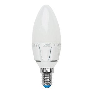 Лампа светодиодная диммируемая (UL-00000690) Uniel E14 6W 3000K матовая LED-C37-6W/WW/E14/FR/DIM PLP01WH