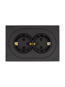 Розетка двойная с/з ПБТ чёрный бархат Lezard Osen 743-4200-127B