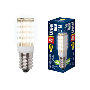 Лампа светодиодная (UL-00000179) Uniel E14 4W 3000K прозрачная LED-Y16-4W/WW/E14/CL PLZ04WH