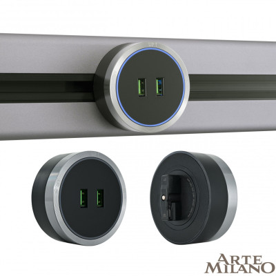 Трековая розетка Arte Milano Am-track-sockets 380066TS LEDUSBx2 Grey 2142₽